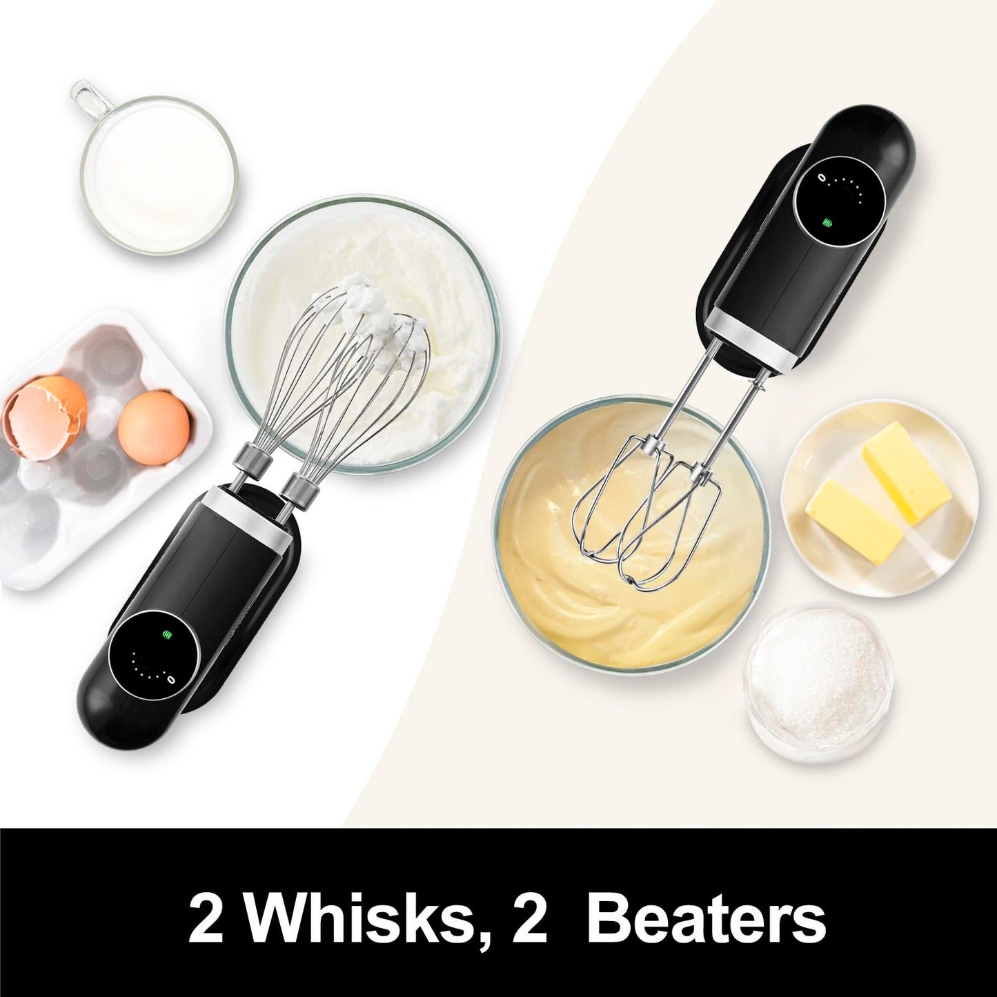 Cordless Rechargeable Hand Mixer with Digital Display