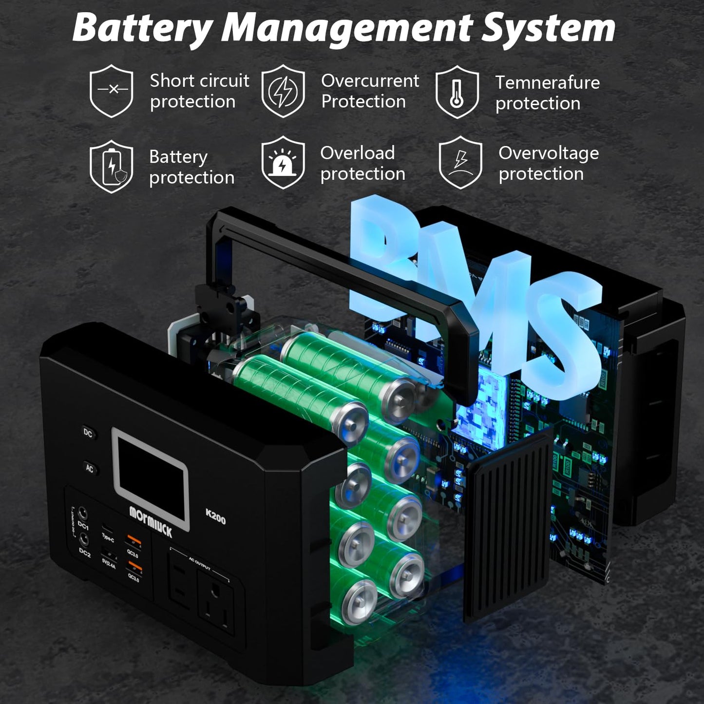 200W Portable Power Station (400W Peak), mormluck 118Wh Solar Generators with 110V/200W AC Outlet(NO SOLAR PANEL), 32000mAh Lithium Battery for Home Backup, Outdoor Adventures, and RV Emergencies