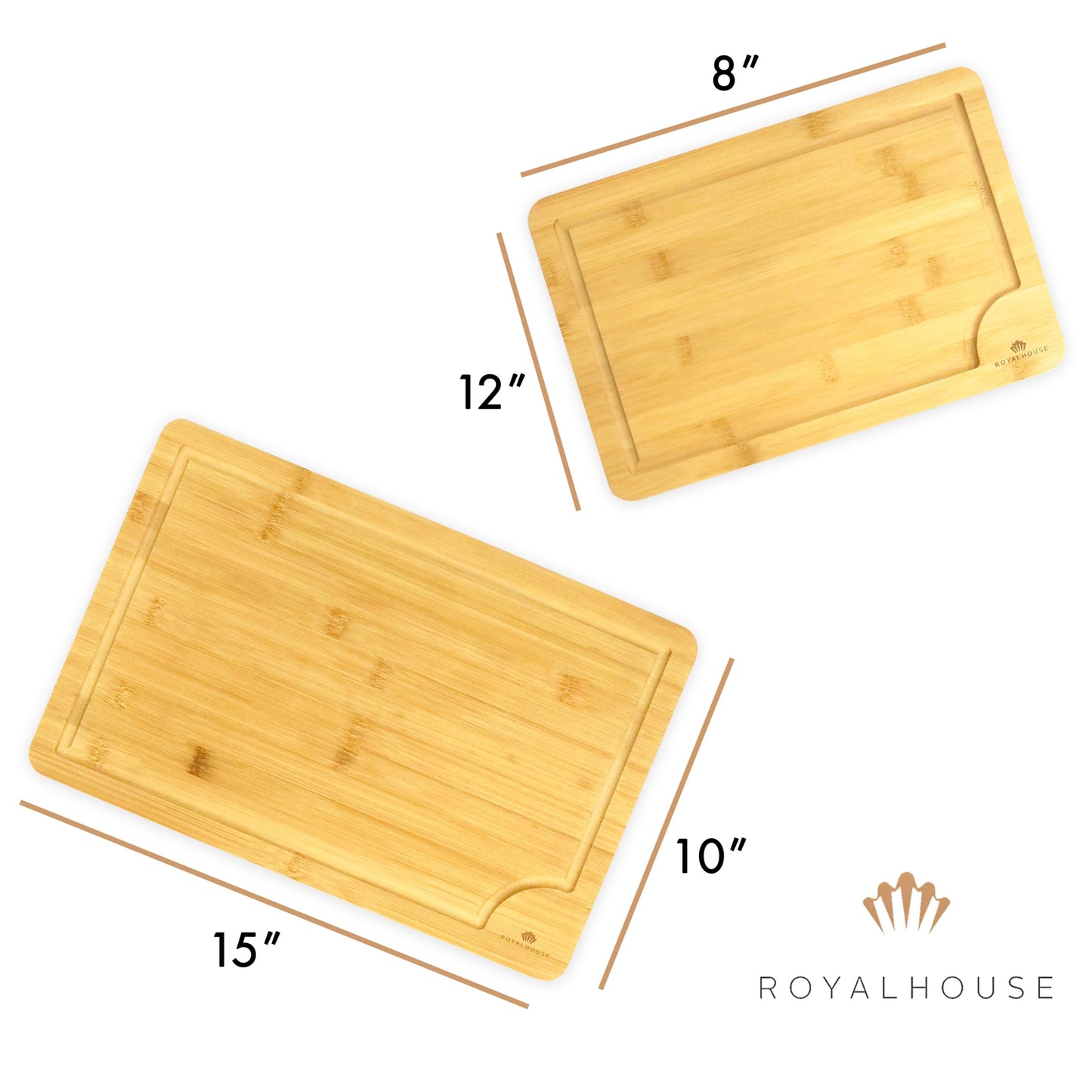 Bamboo Cutting Boards Set with Juice Groove