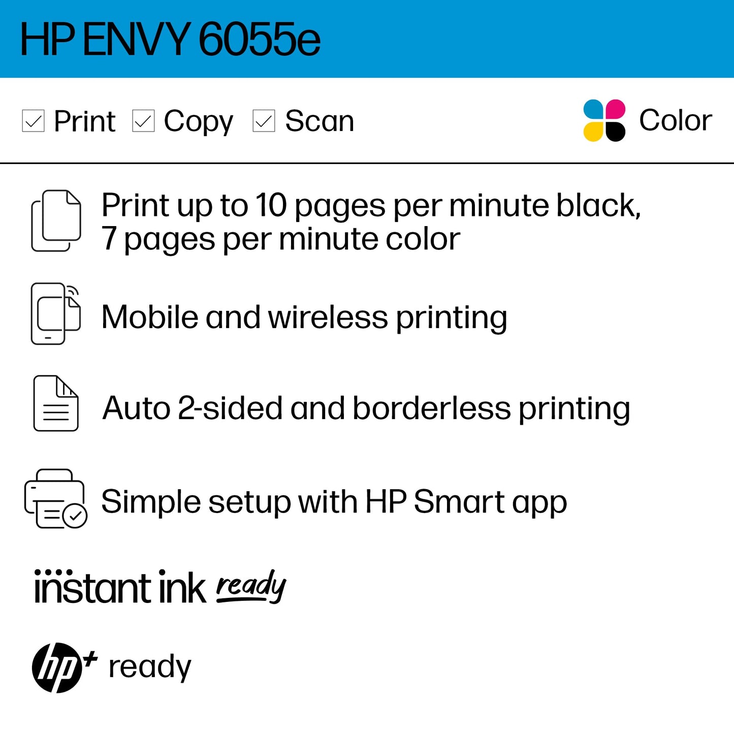 HP ENVY 6055e Wireless Color Inkjet Printer