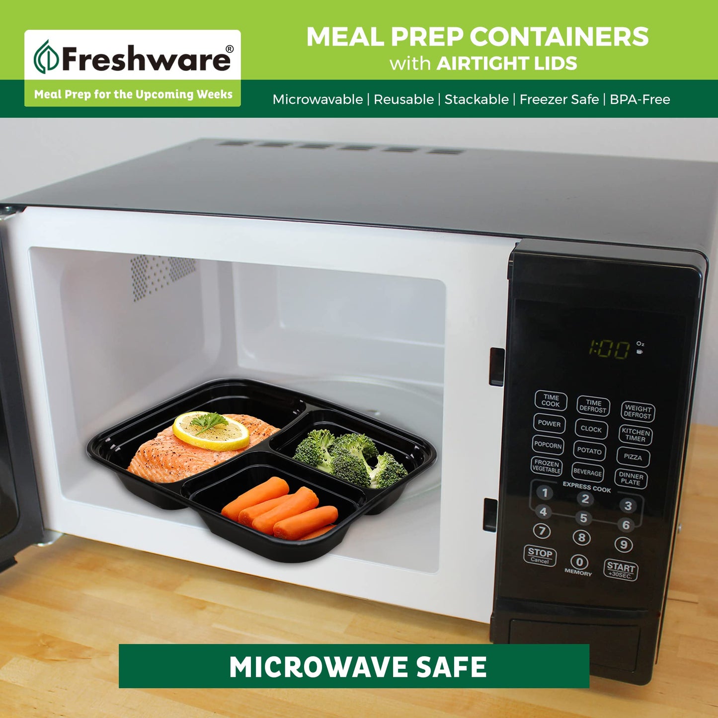21 Pack Freshware Meal Prep Containers with Lids