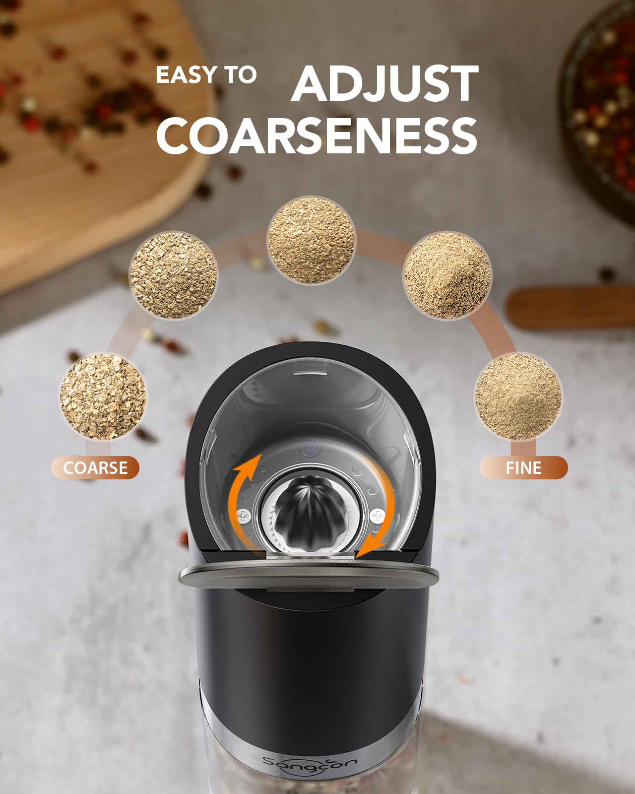 Electric Salt and Pepper Grinder Set with LED Light