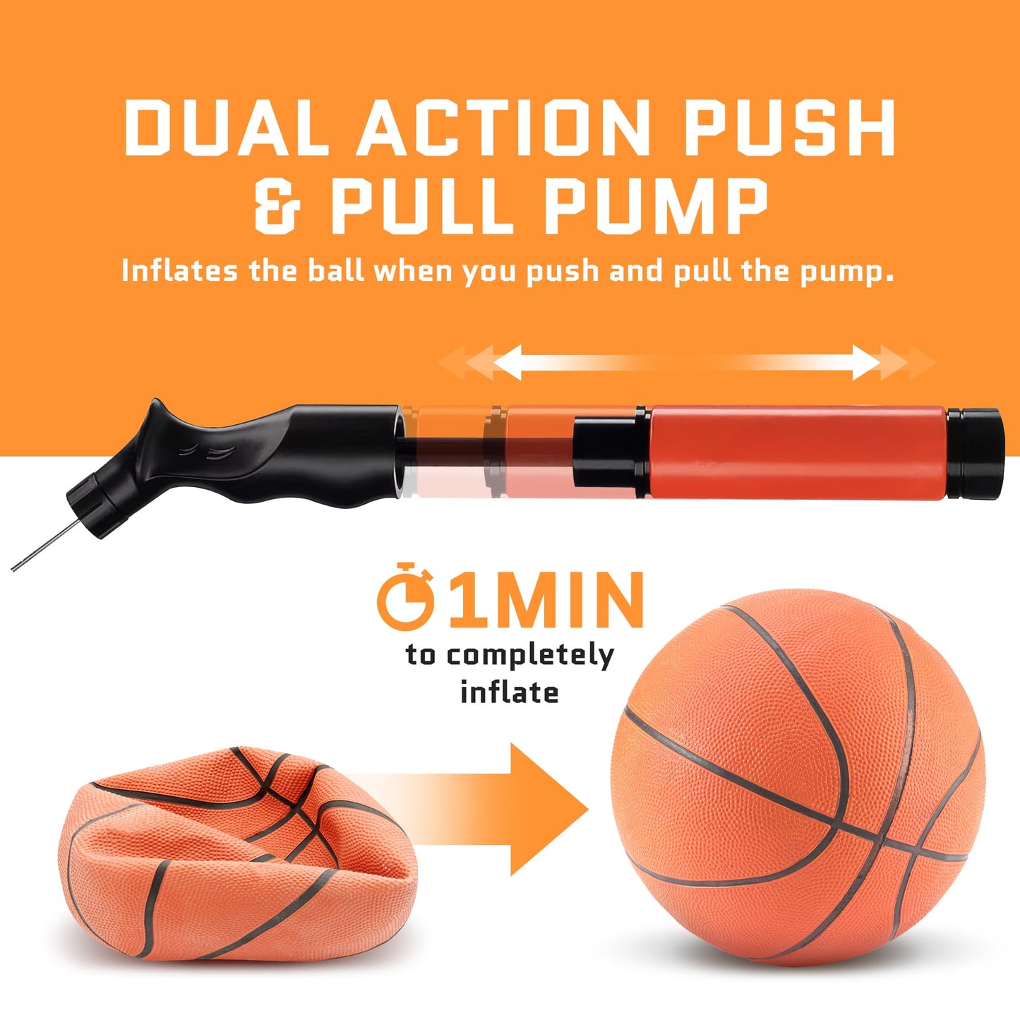 Hand Pump for Sports Balls with Needle Set