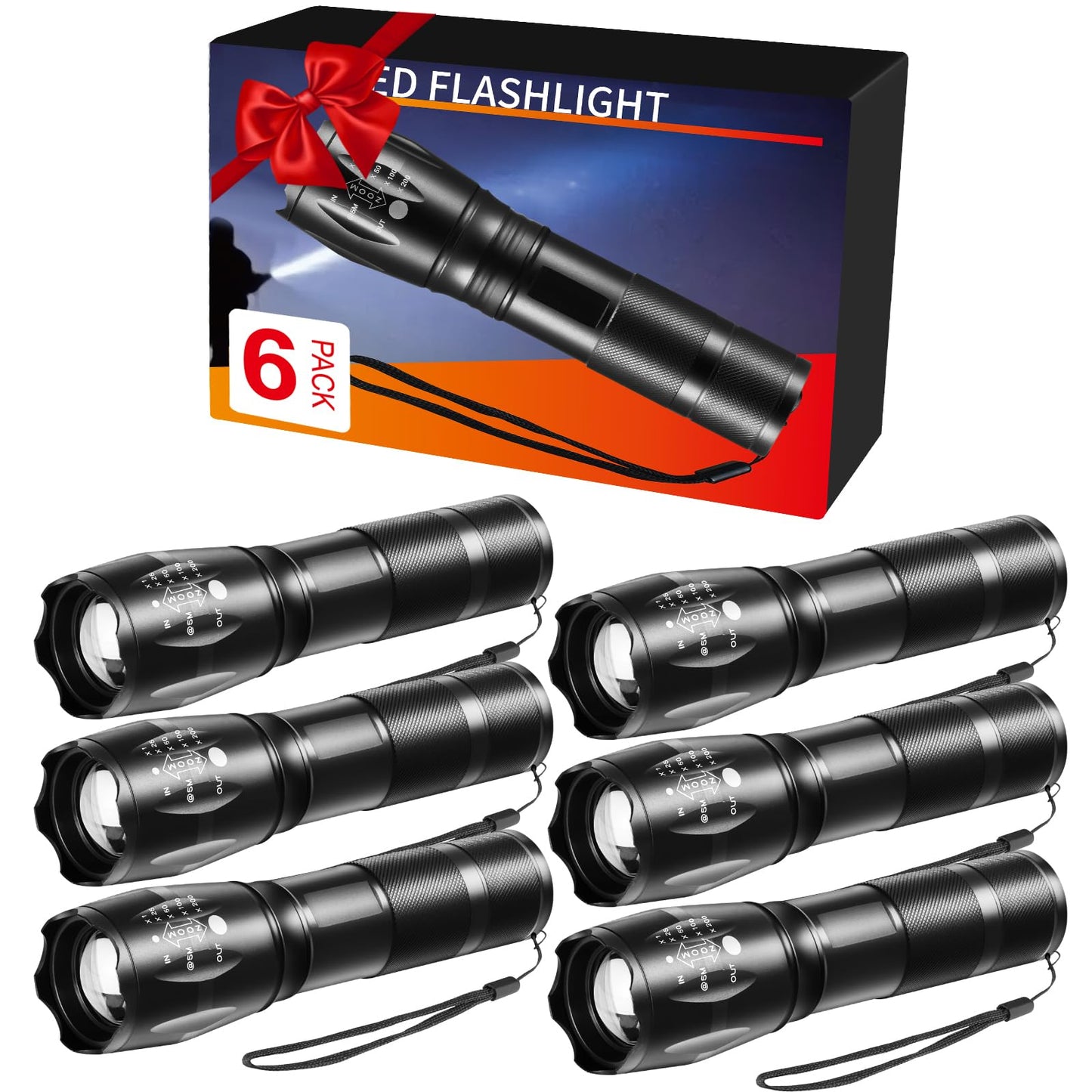 6 Pack High Lumens LED Tactical Flashlights
