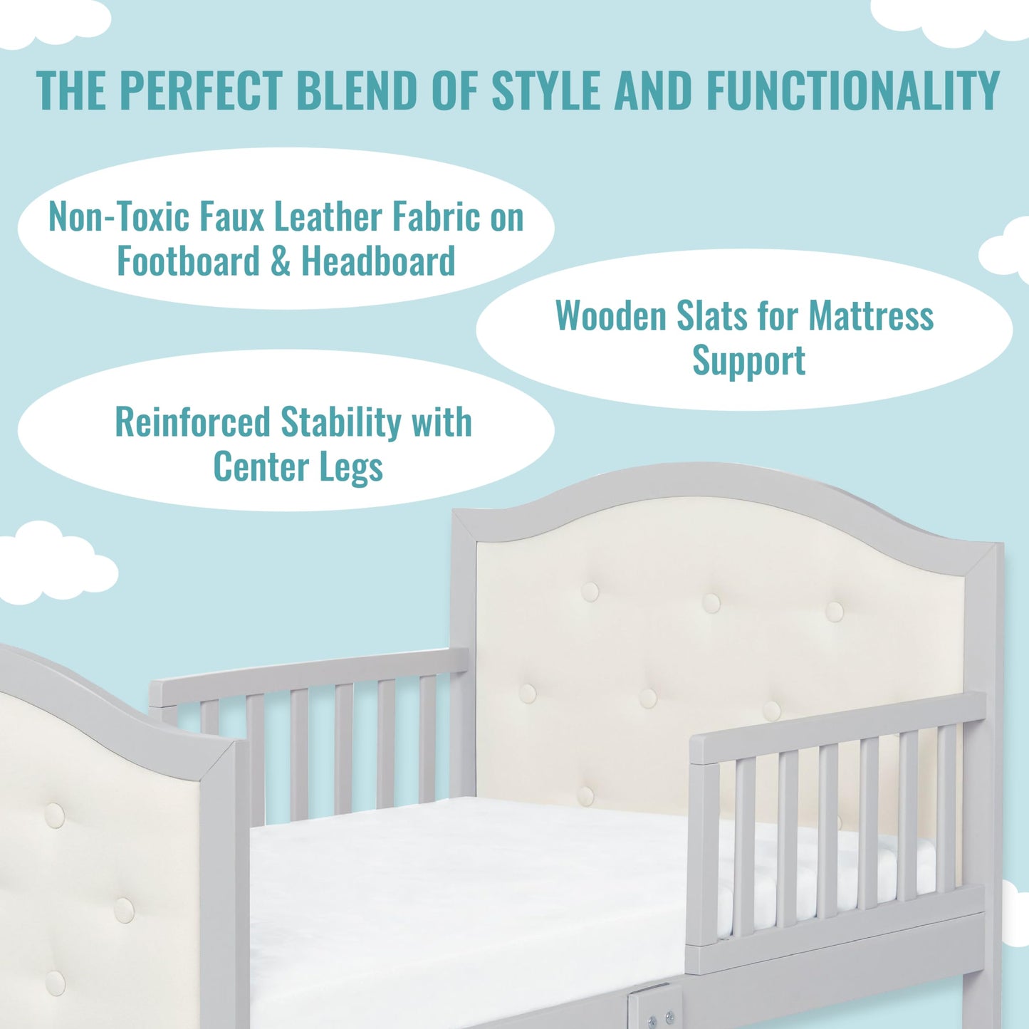 Dream On Me Zinnia Toddler Bed in Grey