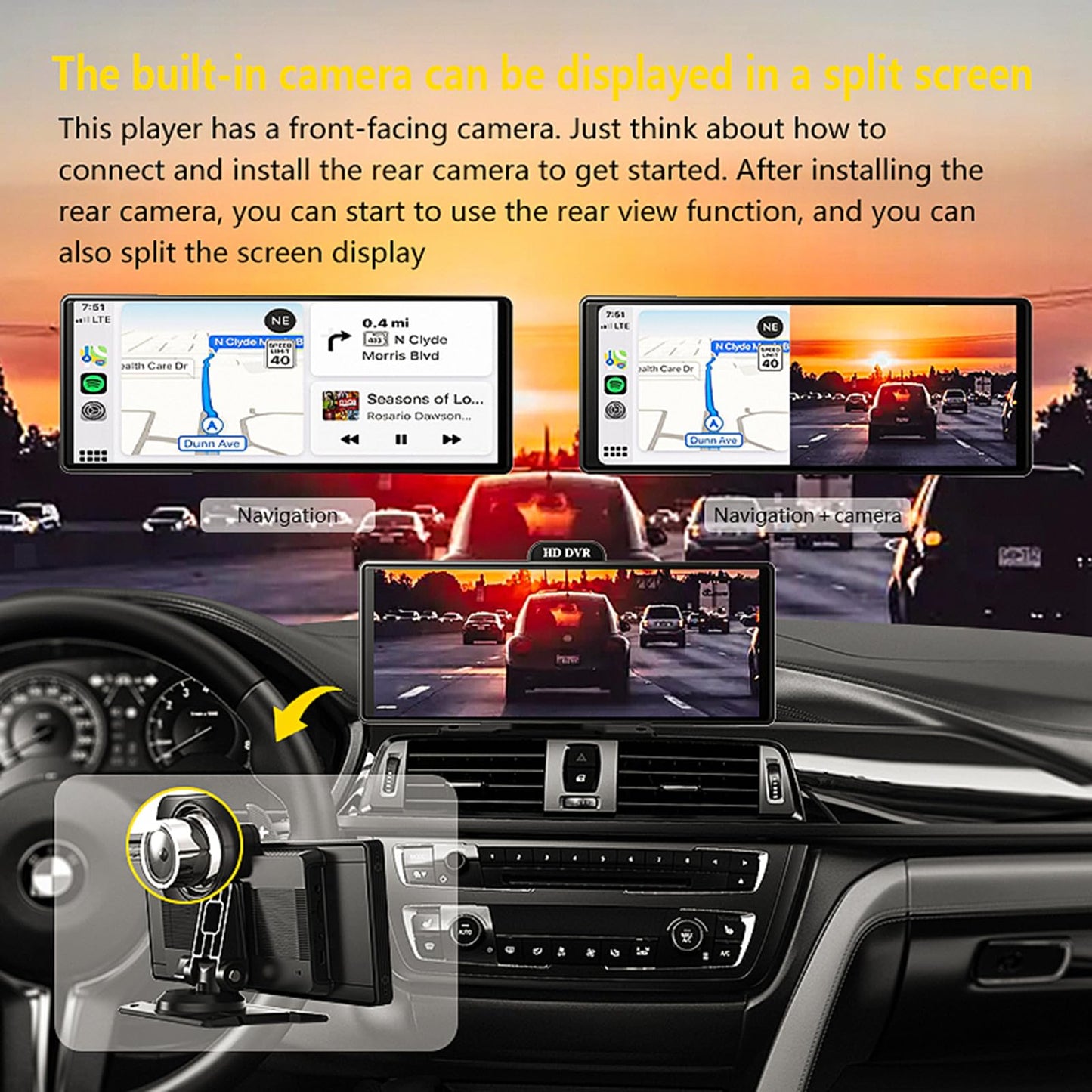 Tkiplay Wireless Apple Carplay Android Auto Car Stereo, 9.3" HD IPS Screen Portable Car Radio with Bluetooth Hands-Free/Mirror Link/Maps Navigation/Voice Control for All Vehicles