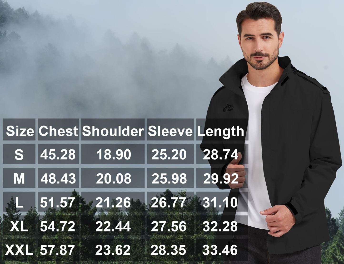 ELLWSOS Men's Lightweight Waterproof Rain Jacket