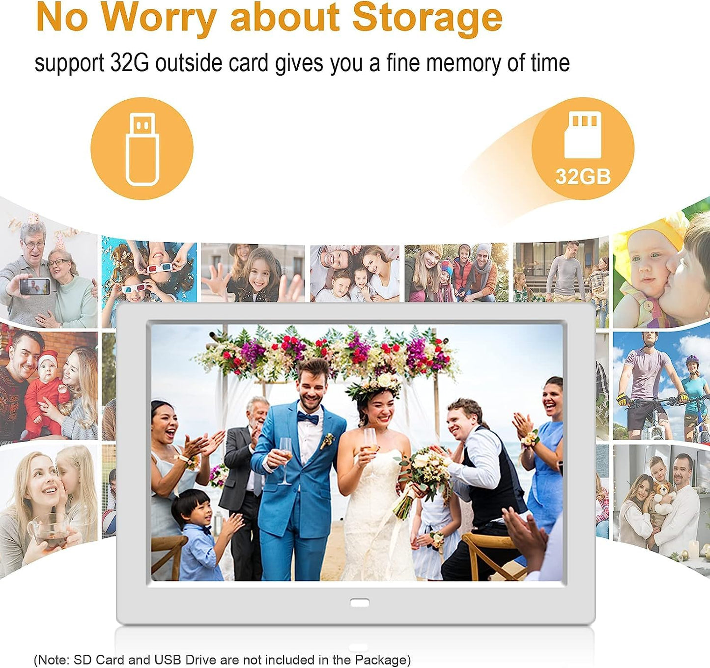 10.1 inch Digital Photo Frame with Remote Control, Electronic Picture Frame Large Display, Share Moments via SD Card and Mini USB, Wall Mountable, 1080P HD Resolution, Built-in Clock & Calendar