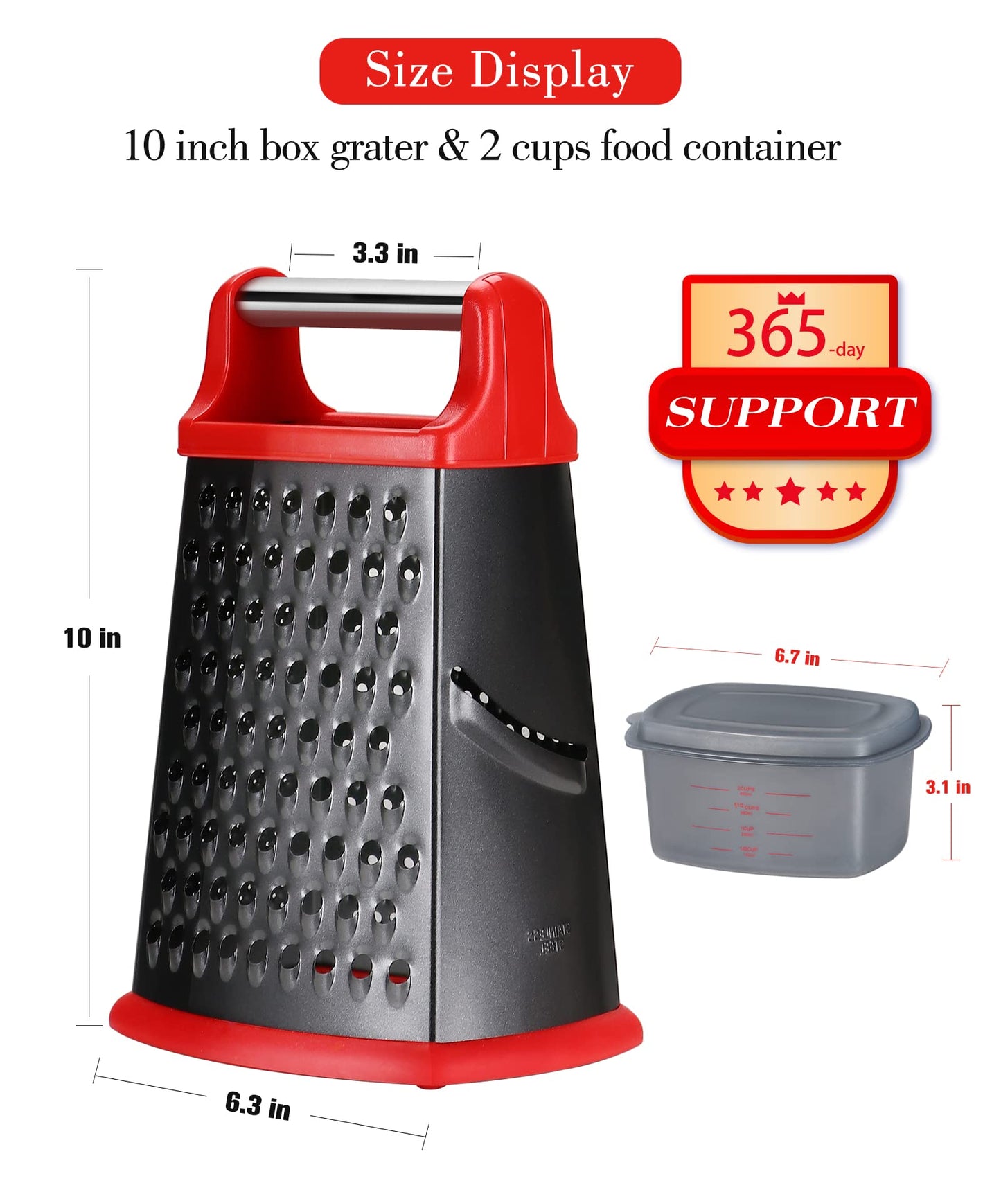Stainless Steel Box Grater with Handle and Container