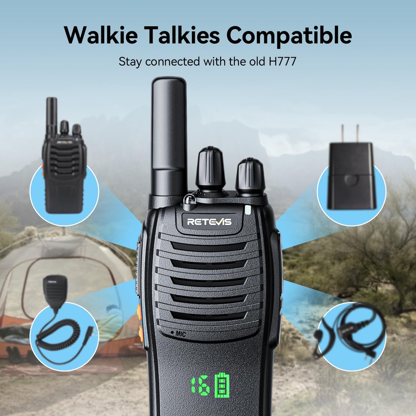 3 Pack Retevis H-777H Rechargeable Walkie Talkies
