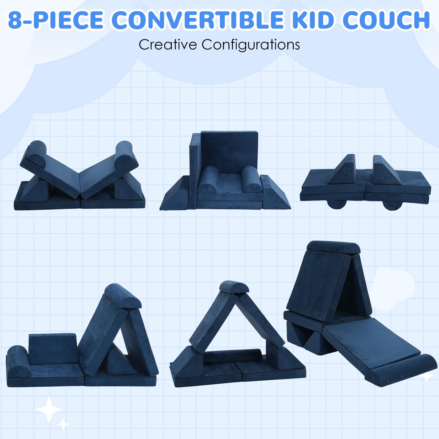 8PC Foam Kids Play Couch Set