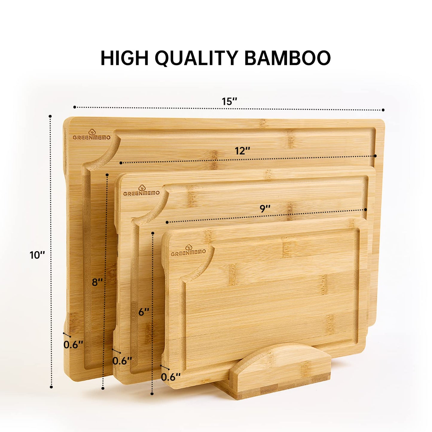 Bamboo Cutting Board Set with Juice Grooves