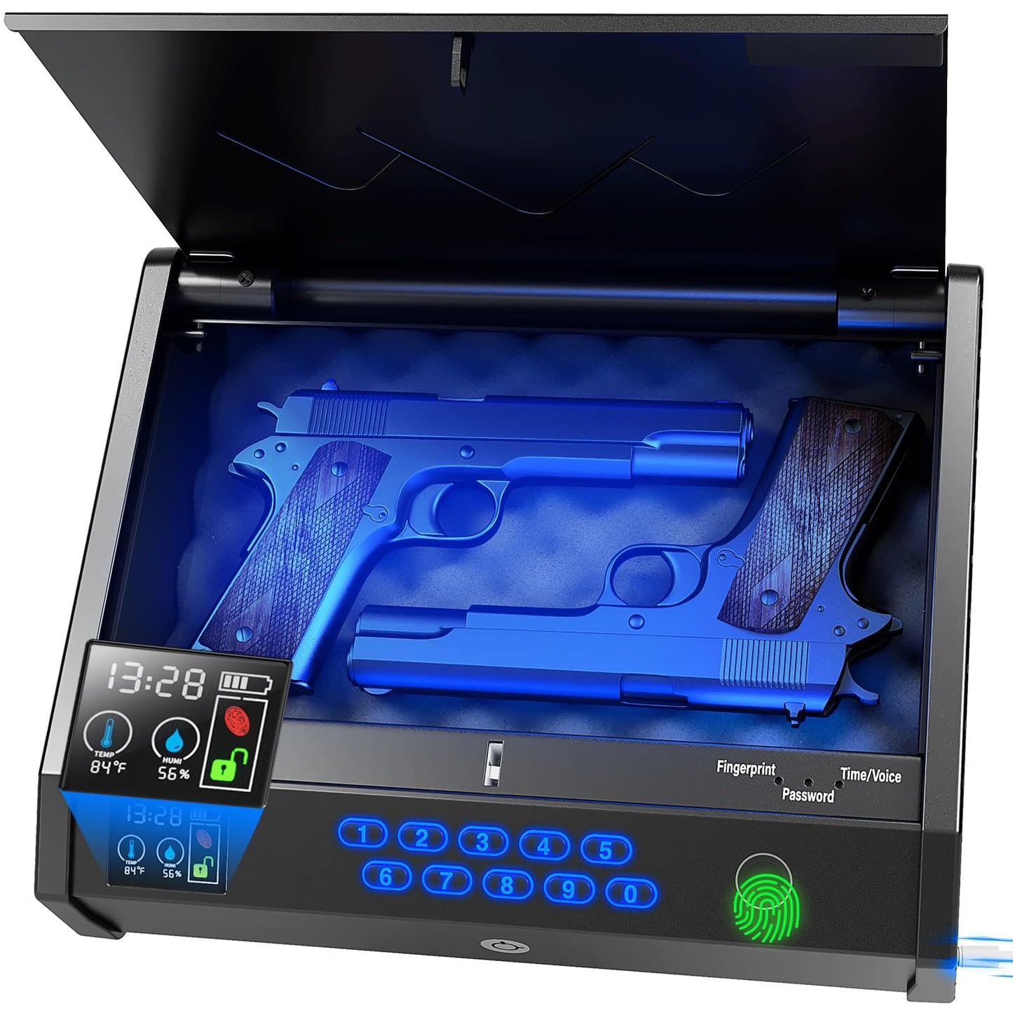 Biometric Handgun Safe with LCD Display and USB