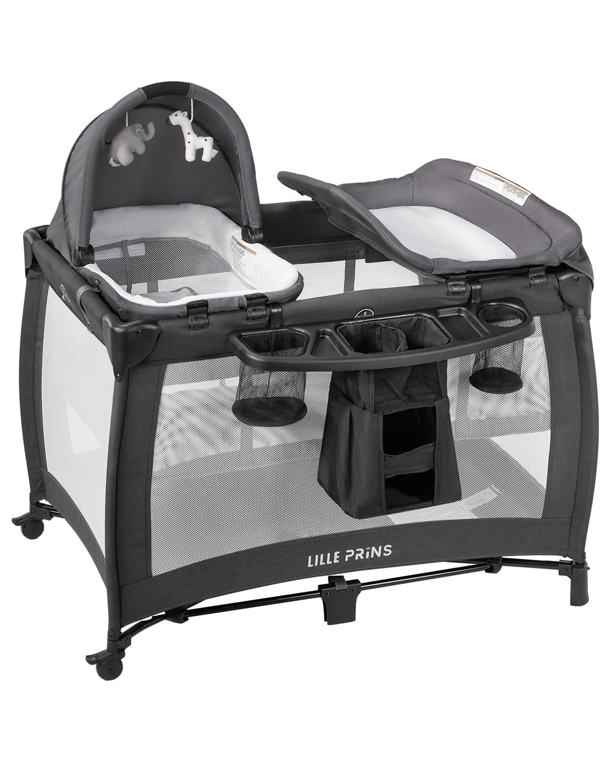 LILLEPRINS 4-in-1 Portable Baby Playpen with Bassinet