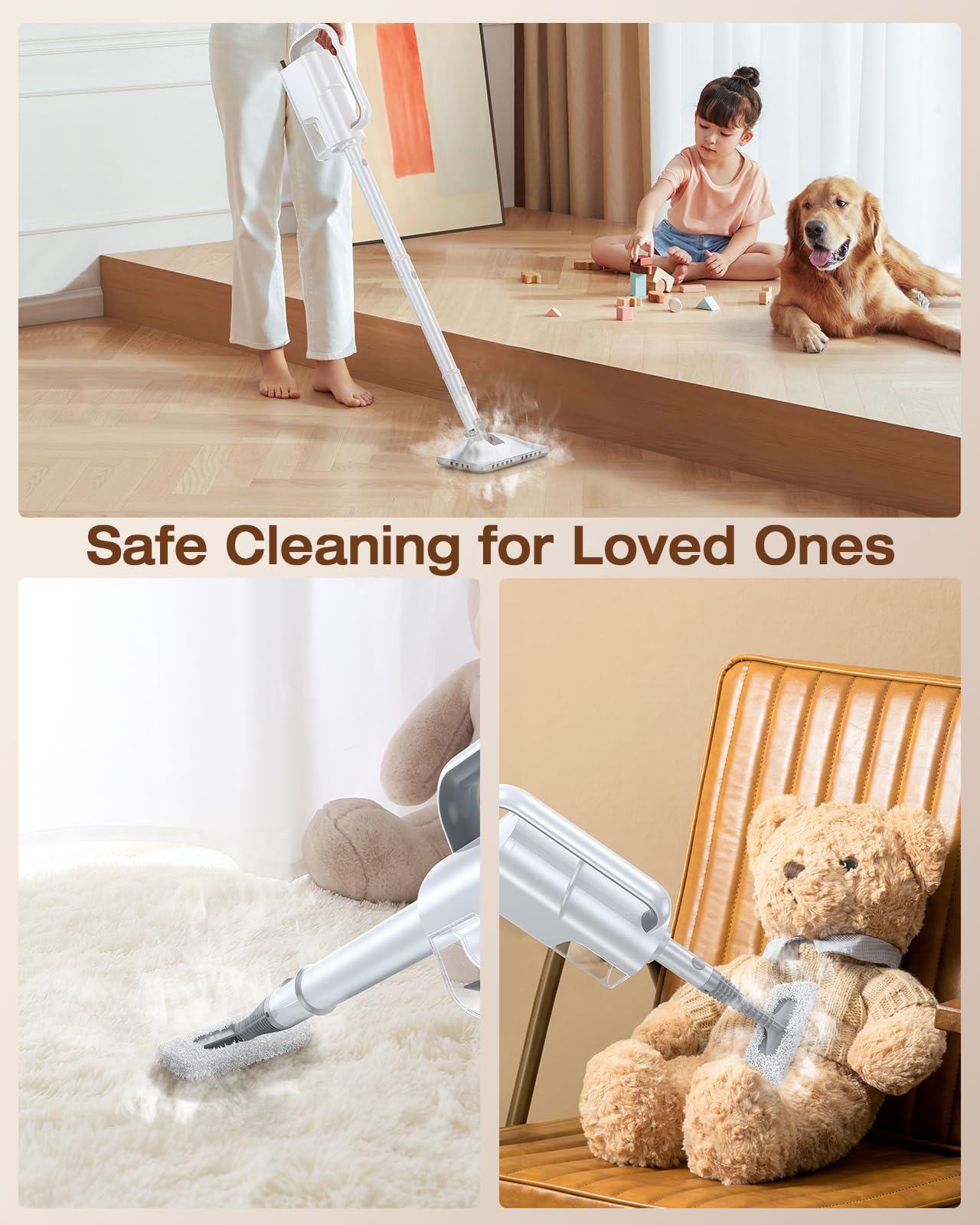 LABIGO 10-in-1 Steam Mop with Detachable Handheld Steamer, 350ml Tank, 10s Heat-Up, 248°F Steam Cleaner, 2-Level Control and Swivel Head for Floors, Carpets, Tiles, BBQ grill and Multi-Surface