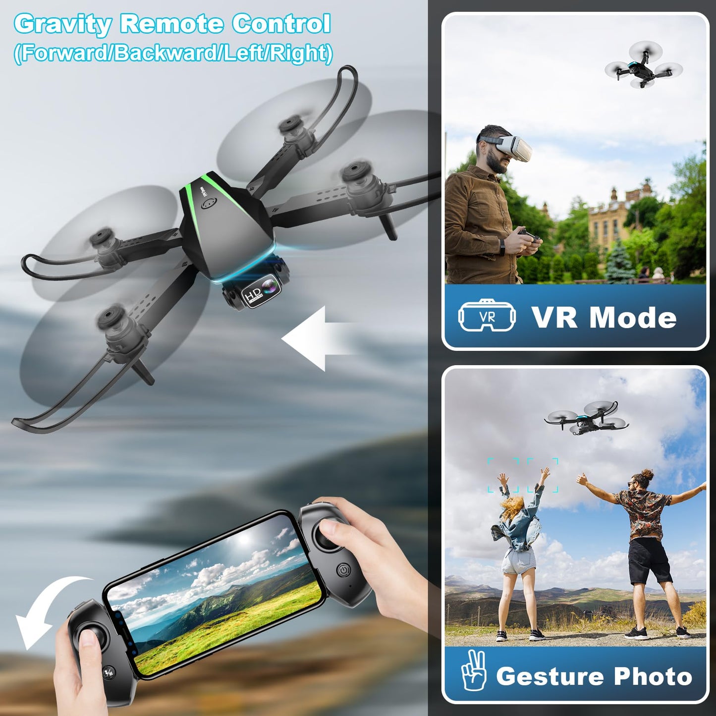 1080P HD Foldable Drone with Auto-Follow