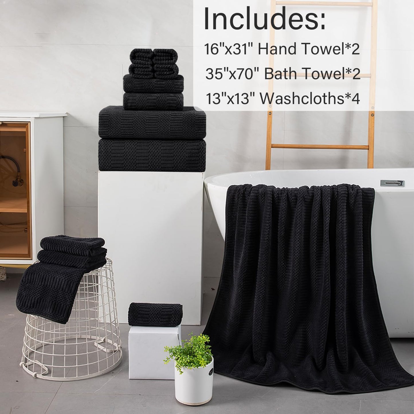 8-Piece Bath Towels Set by Hailea