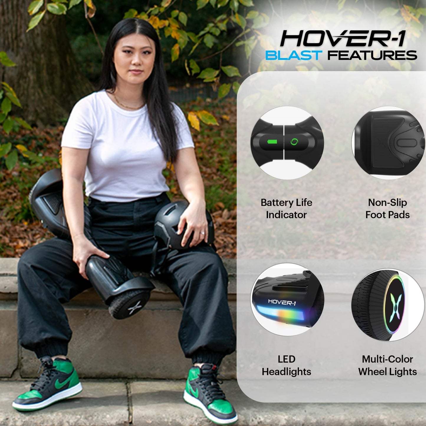 Hover-1 Blast Electric Self-Balancing Hoverboard with 6.5” Tires, Dual 160W Motors, 7 mph Max Speed, and 3 Miles Max Range