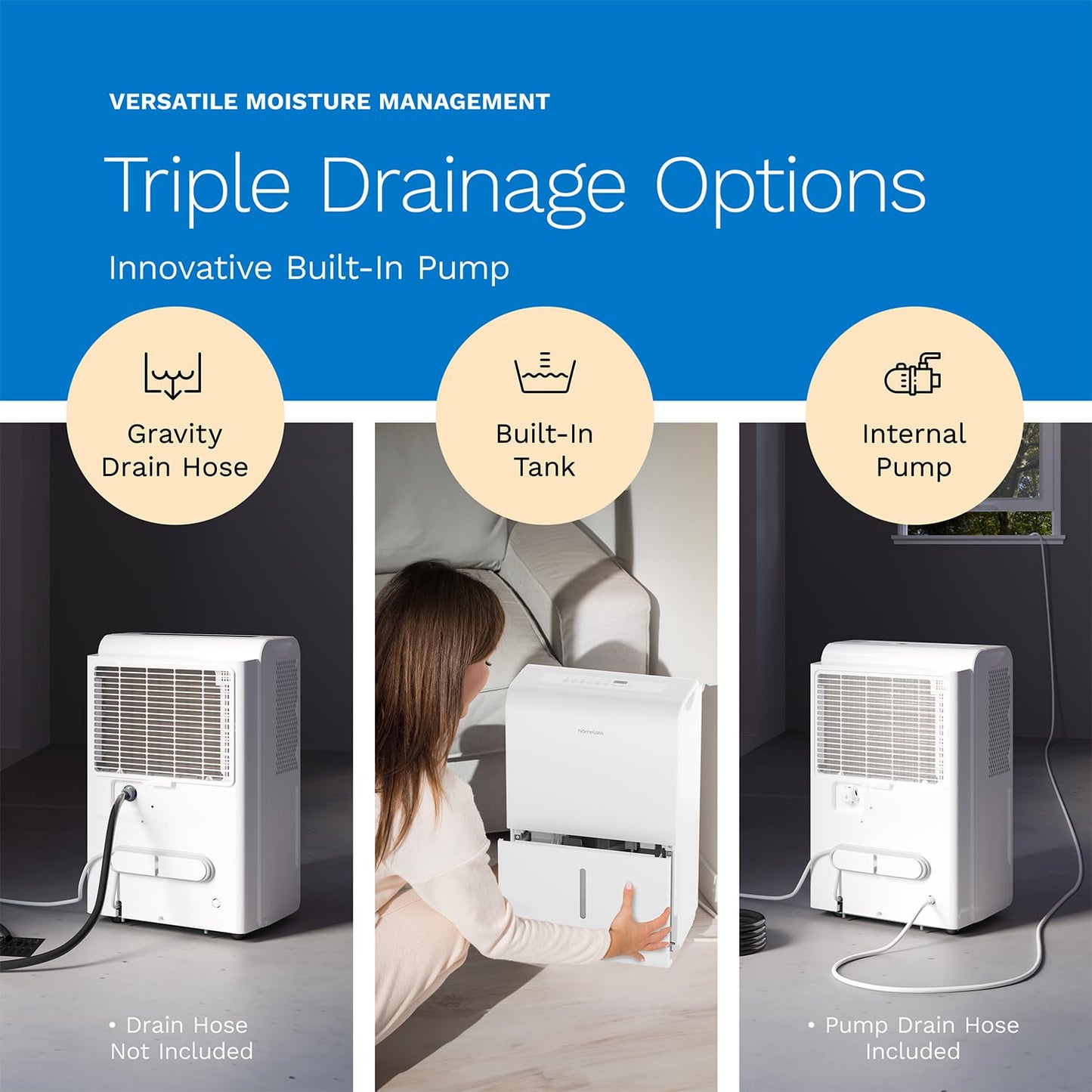50 Pint hOmeLabs WiFi Dehumidifier with Pump