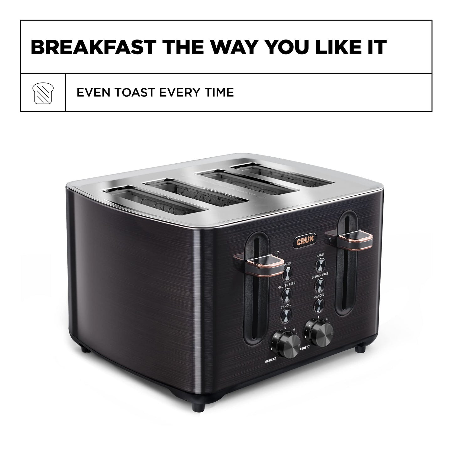 Crux 4-Slice Toaster with Extra Wide Slots