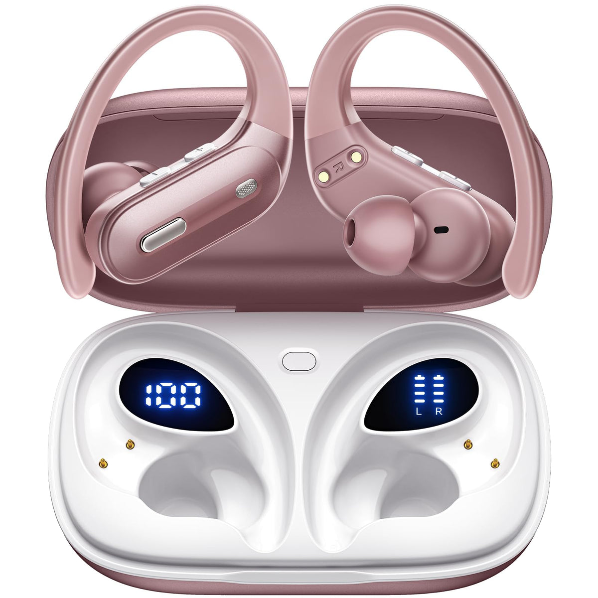 Noise Cancelling Wireless Earbuds with Earhooks and Mic