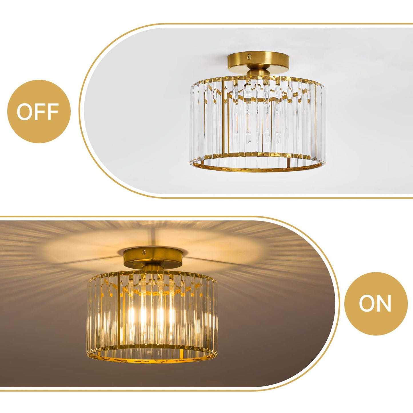 Modern Gold Semi Flush Mount Ceiling Light