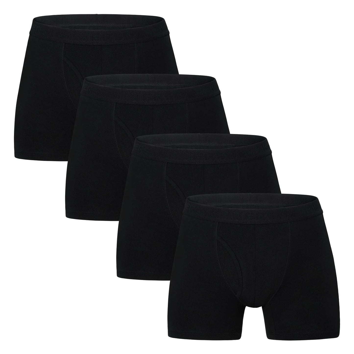 INNERSY Men's Cotton Boxer Briefs Soft Colorful Stylish Stretchy Underwear 4-Pack(Black,Small)
