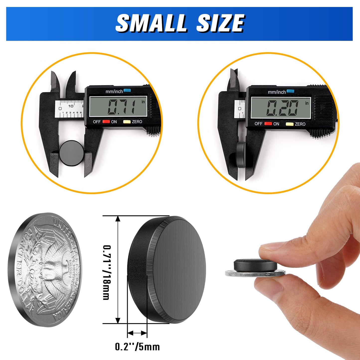 60Pcs Ceramic Magnets Round Disc Magnets,Small Magnets for Crafts with Adhesive Backing, Perfect for Refrigerator Button DIY Cup Tiny Magnet Craft Hobbies, Science Projects- 0.7'' D x 0.19''H