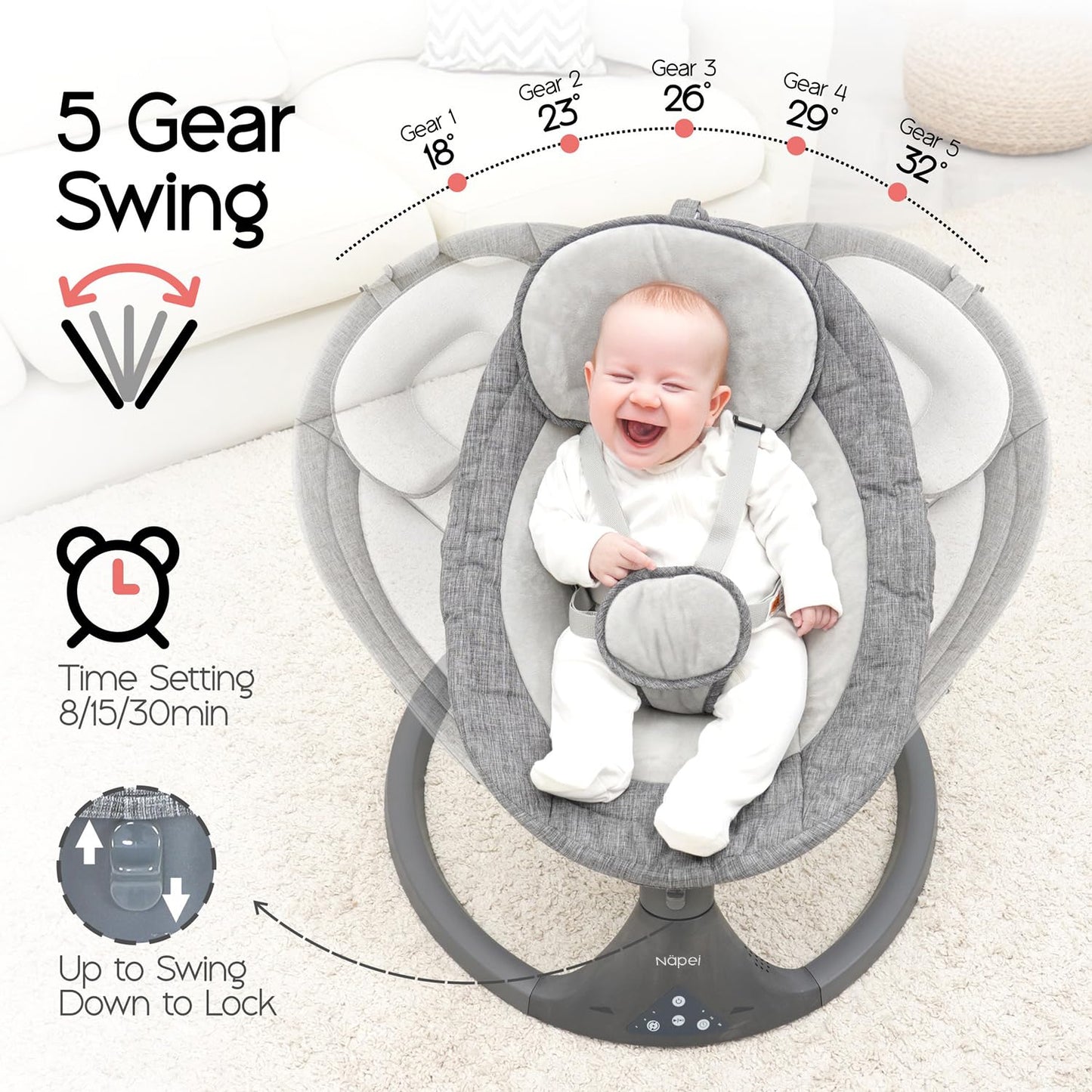 Electric Baby Swing with Music and Remote Control