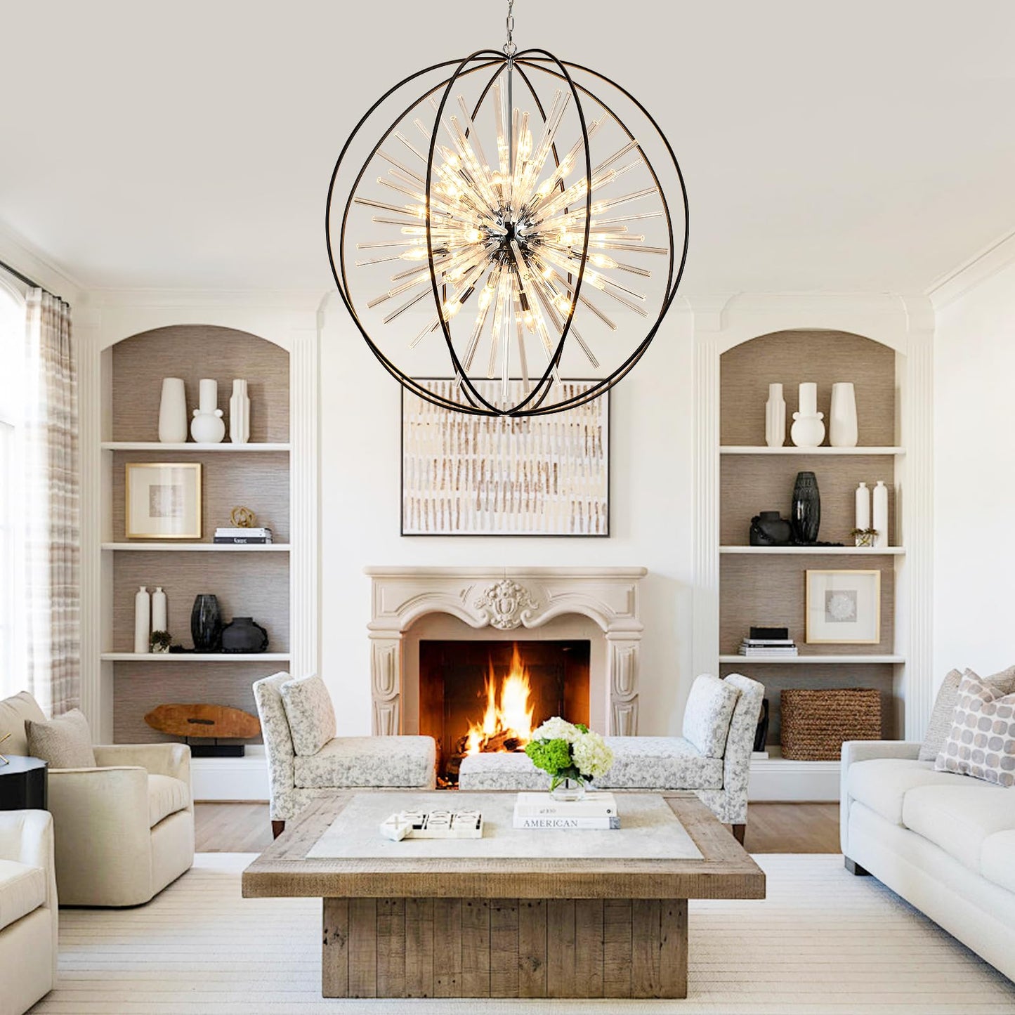 35" 20-Light Modern Chandelier for High Ceilings