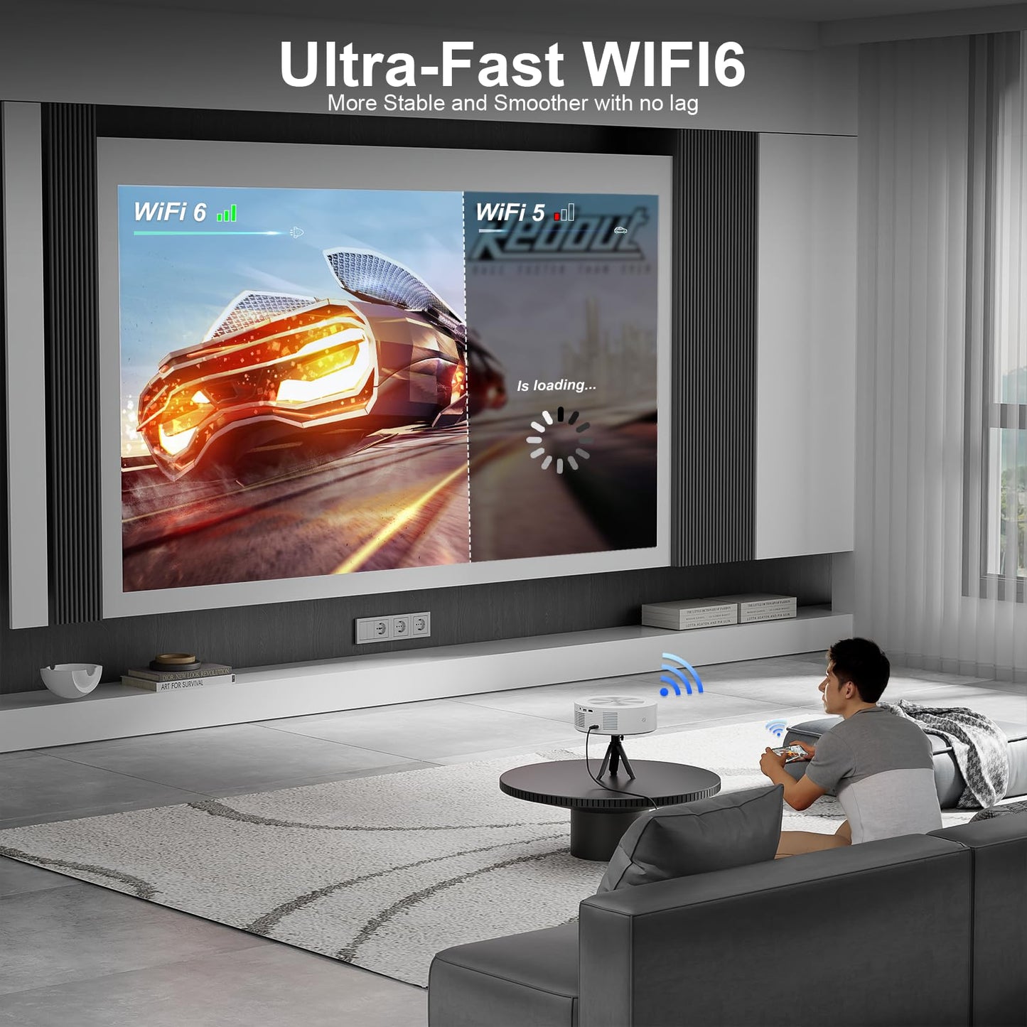 Himovies 1080P WiFi Bluetooth Portable Projector