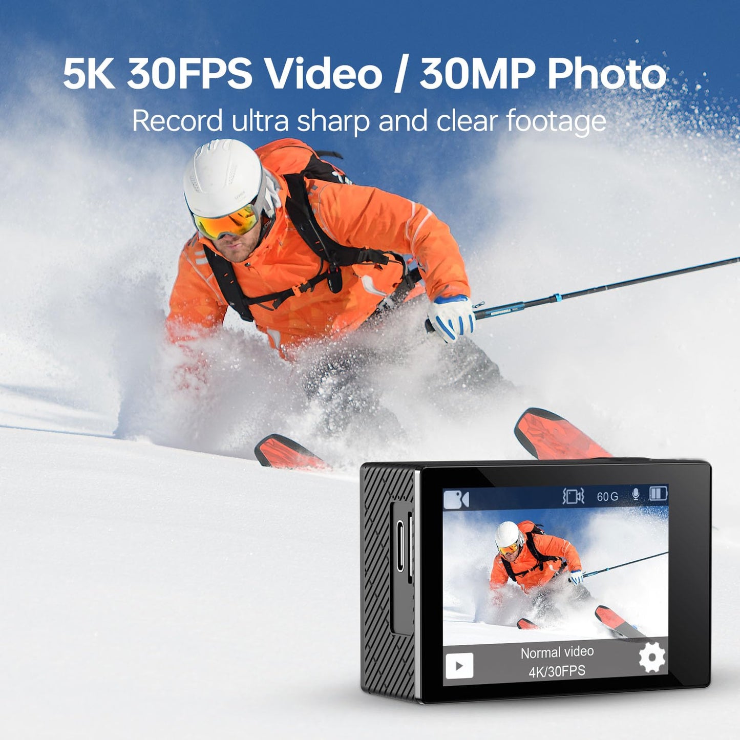5K Waterproof Action Camera with EIS & Remote