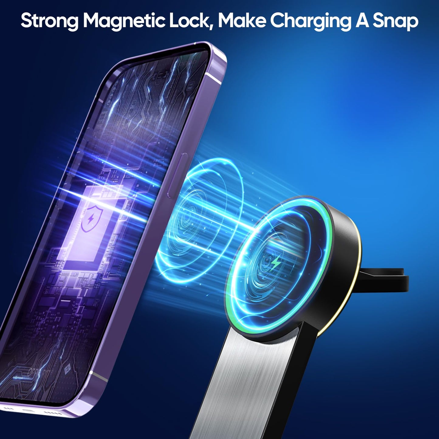3 in 1 Magnetic Wireless Travel Foldable Charger Stand Dock with Light for Apple Products, Portable Mag-Safe Charging Station, Compatible with iPhone 15/14/13/12 Series,Apple Watch,Airpods