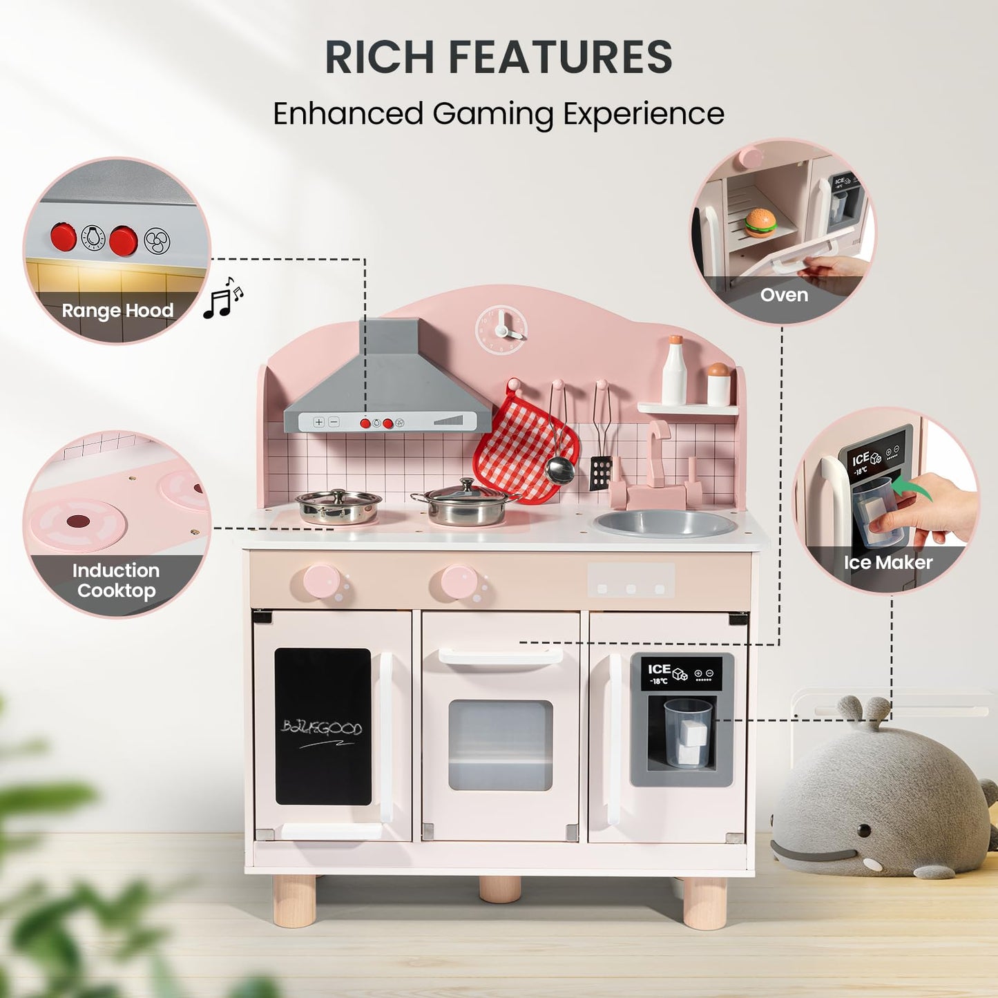 Kids Kitchen Playset with Induction Hob and Oven