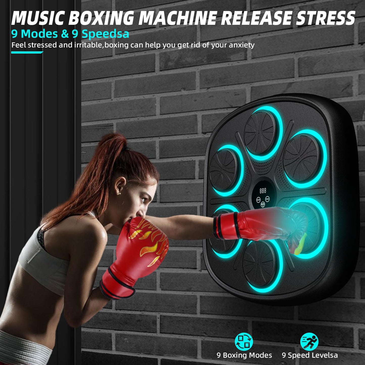 Smart Music Boxing Machine with Gloves & Bluetooth