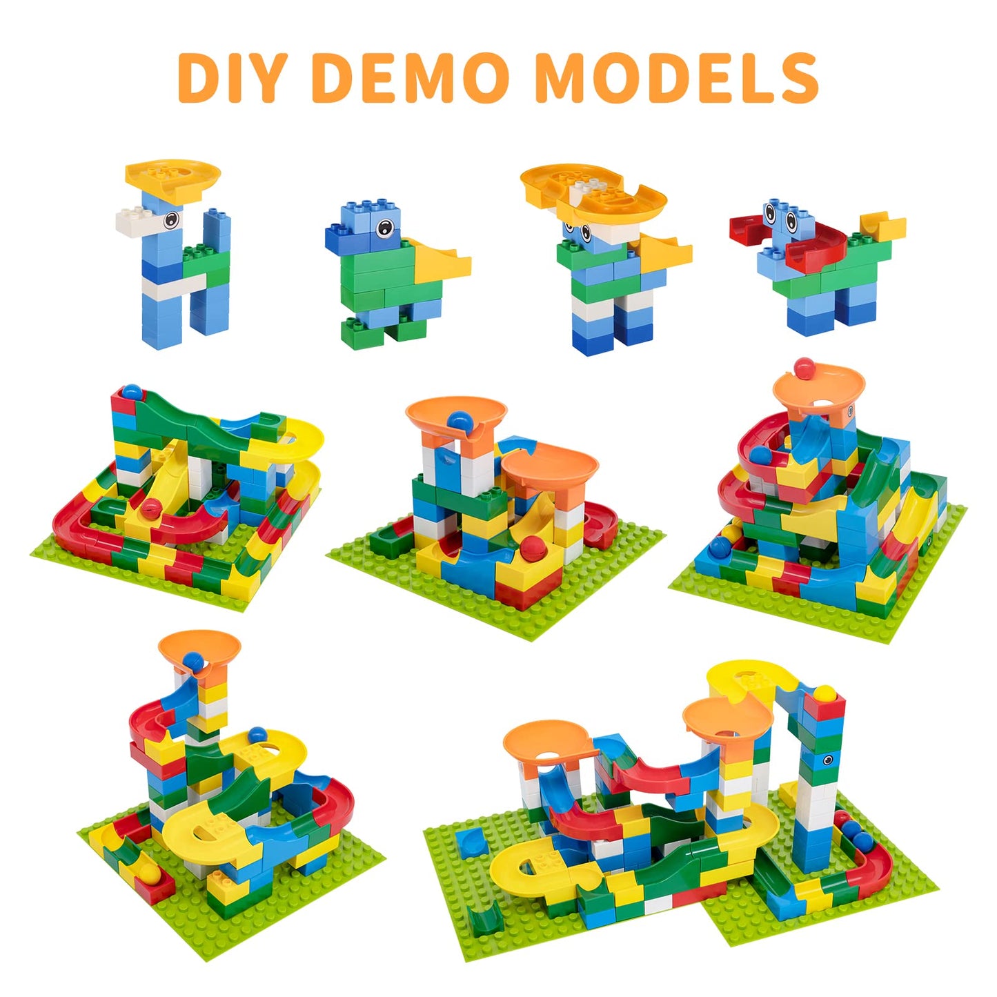 Marble Run,176 Pcs Marble Run Building Blocks, Kids Marble Run Race Track,STEM Learning Toys,Classic Marble Track for Boys Girls Toddler Age 3,4,5,6,7,8