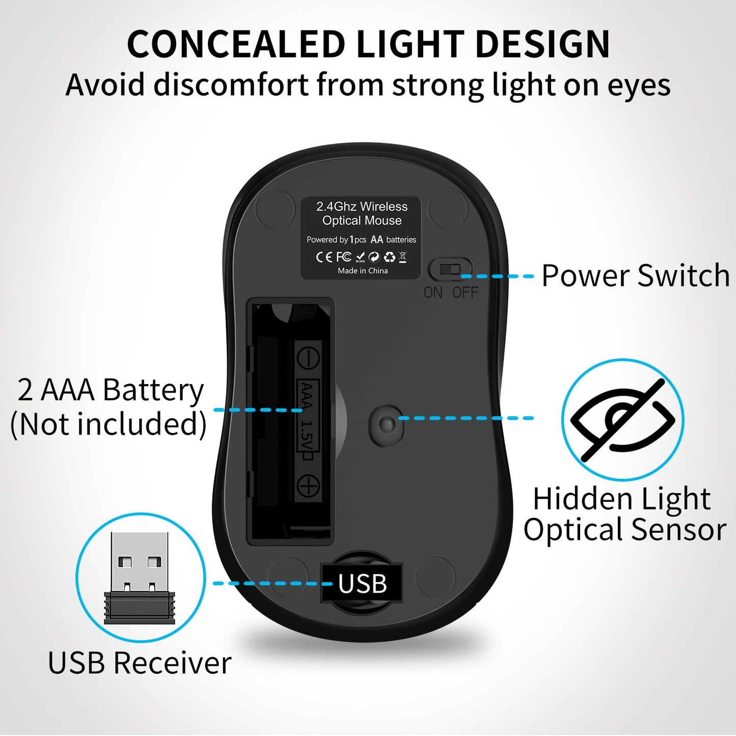 Wireless Noiseless Mouse for PC & Laptop