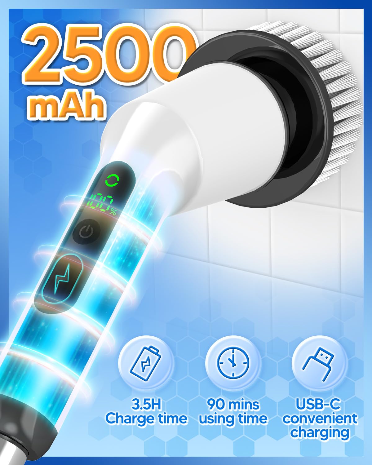 Electric Spin Scrubber with 3 Brush Heads