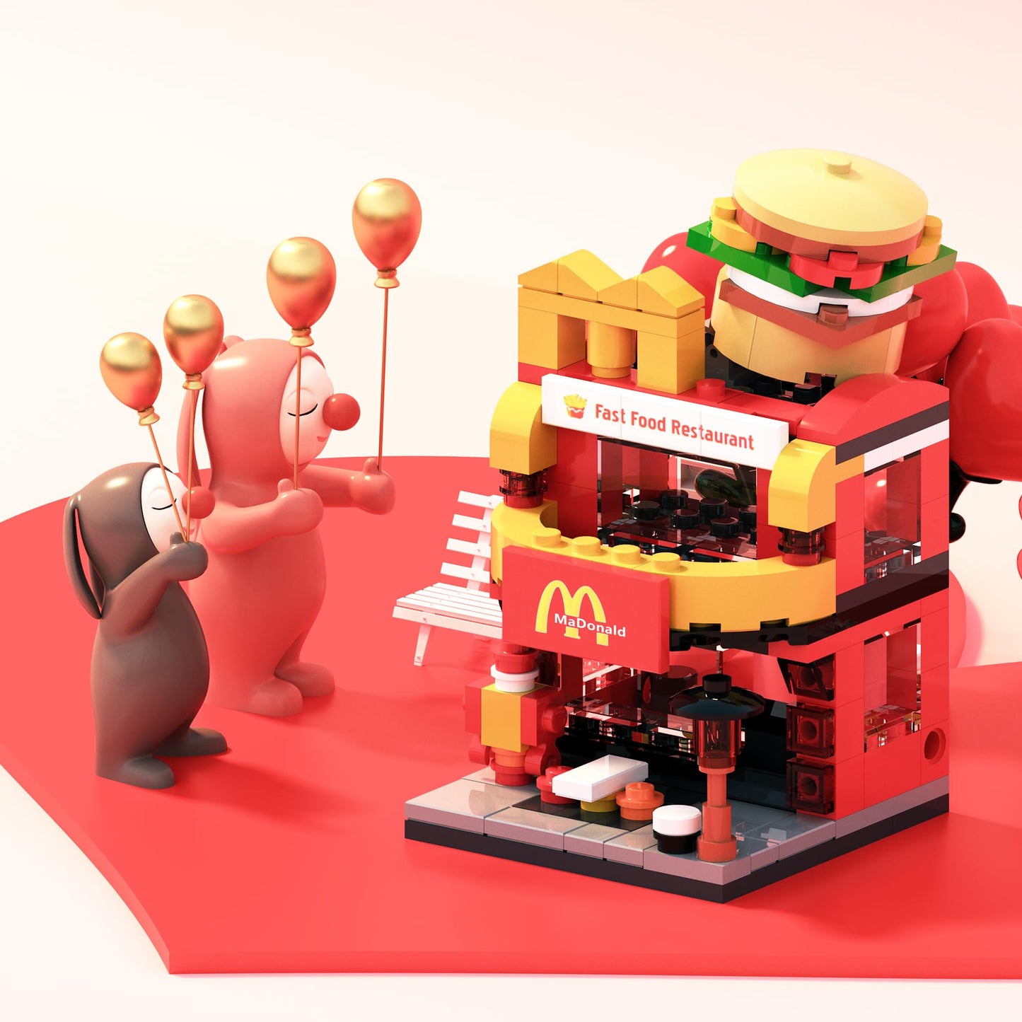 Building Brick Set Burger House for Kids