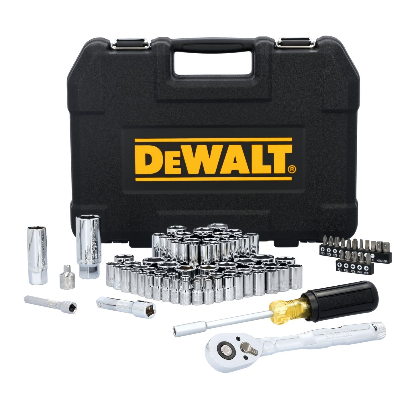 84-Piece DEWALT Mechanics Tool Set, SAE/Metric