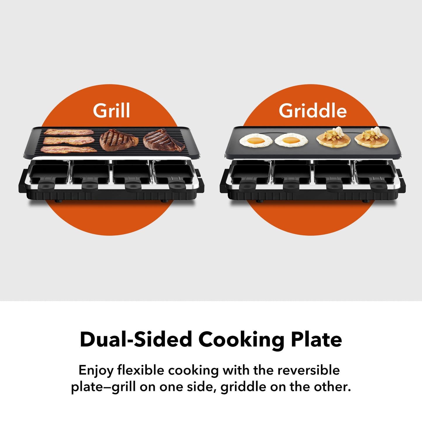 Electric Raclette Grill with 8 Warming Trays