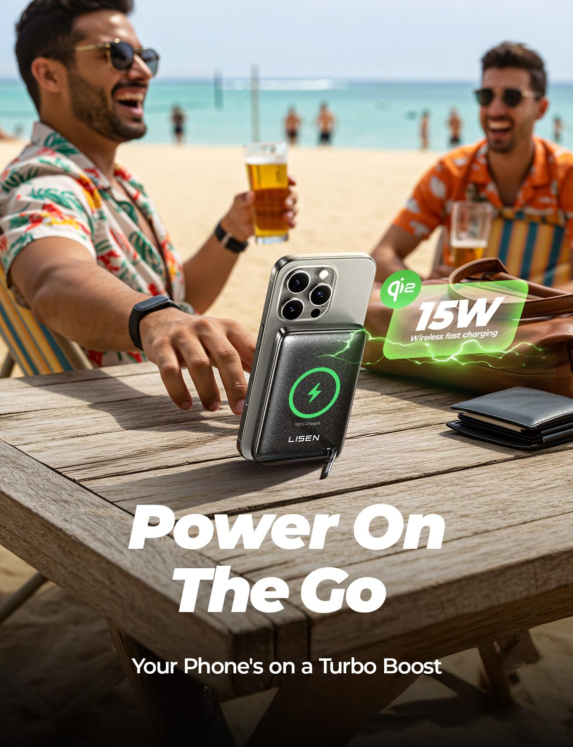 10,000mAh LISEN MagSafe Power Bank with Stand