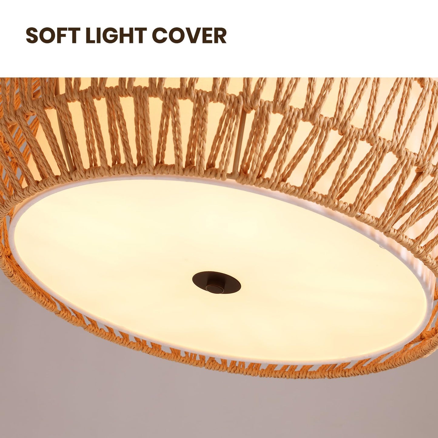 7PMBEANE Rattan Chandeliers for Dining Room, 5-Lights Woven Wicker Boho Chandelier Light Fixture with Fabric Shade,Rustic Pendant Light for Kitchen Island Bedroom Living Room