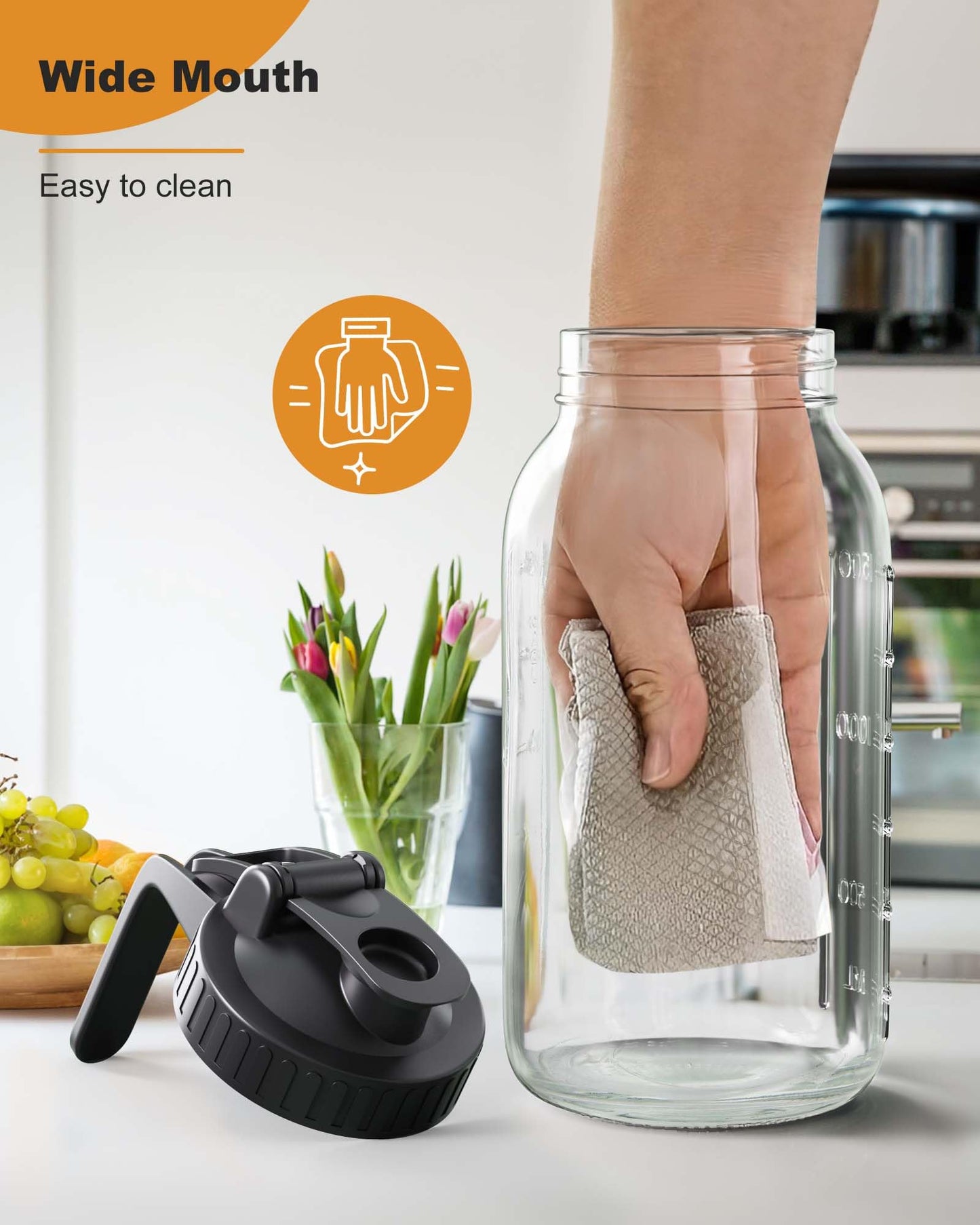 64 oz Glass Water Pitcher with Airtight Lid