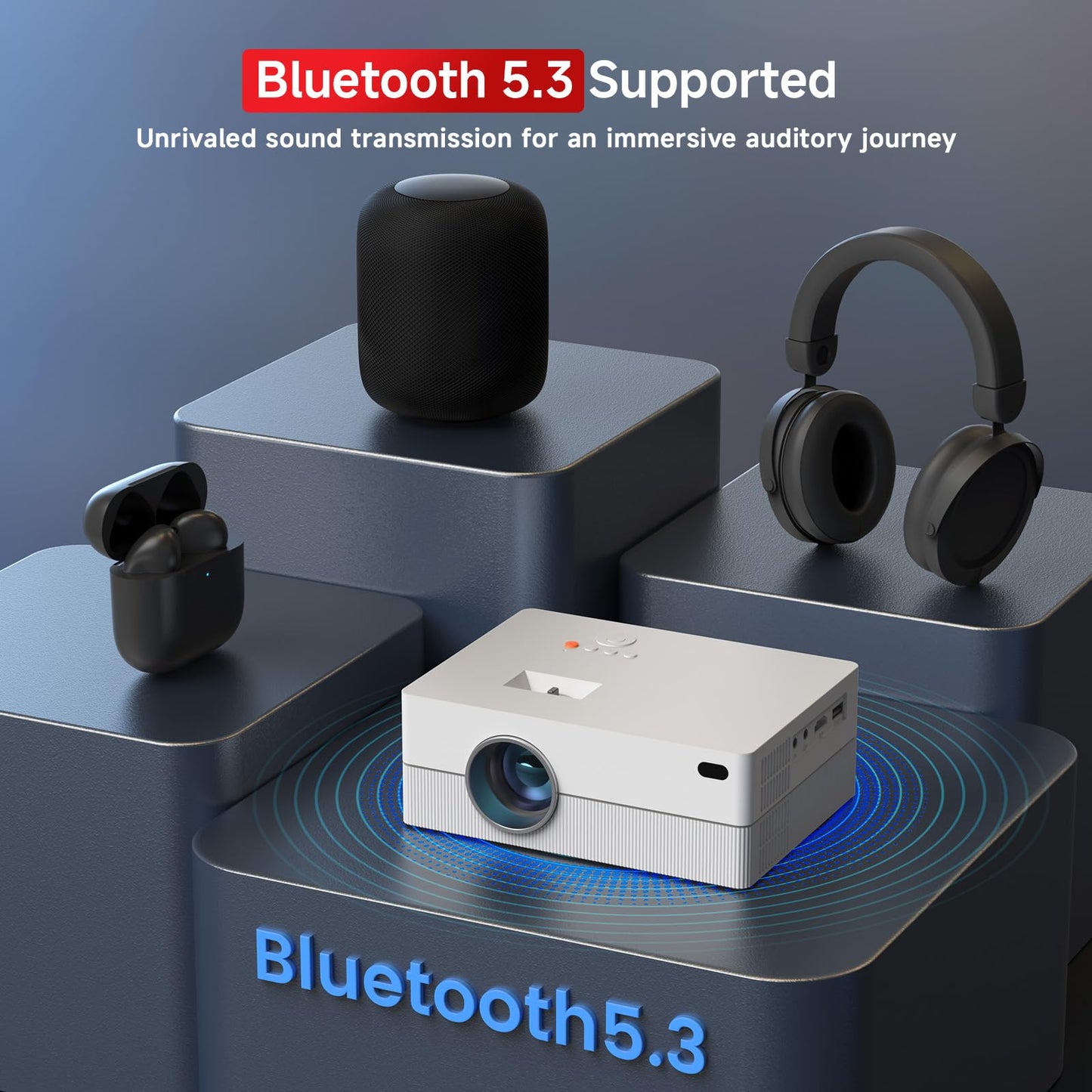 1080P Mini Projector with WiFi and Bluetooth