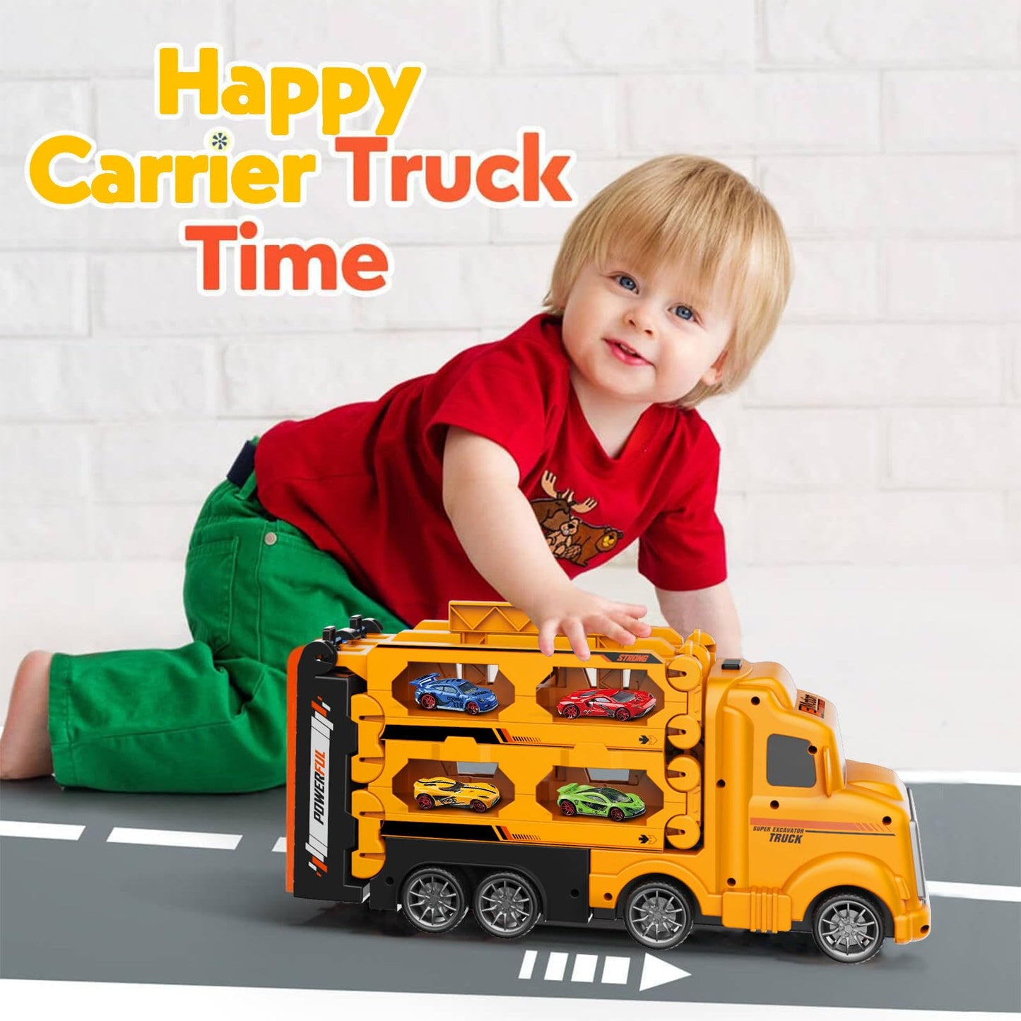Transport Carrier Truck Toy with Race Track Playset