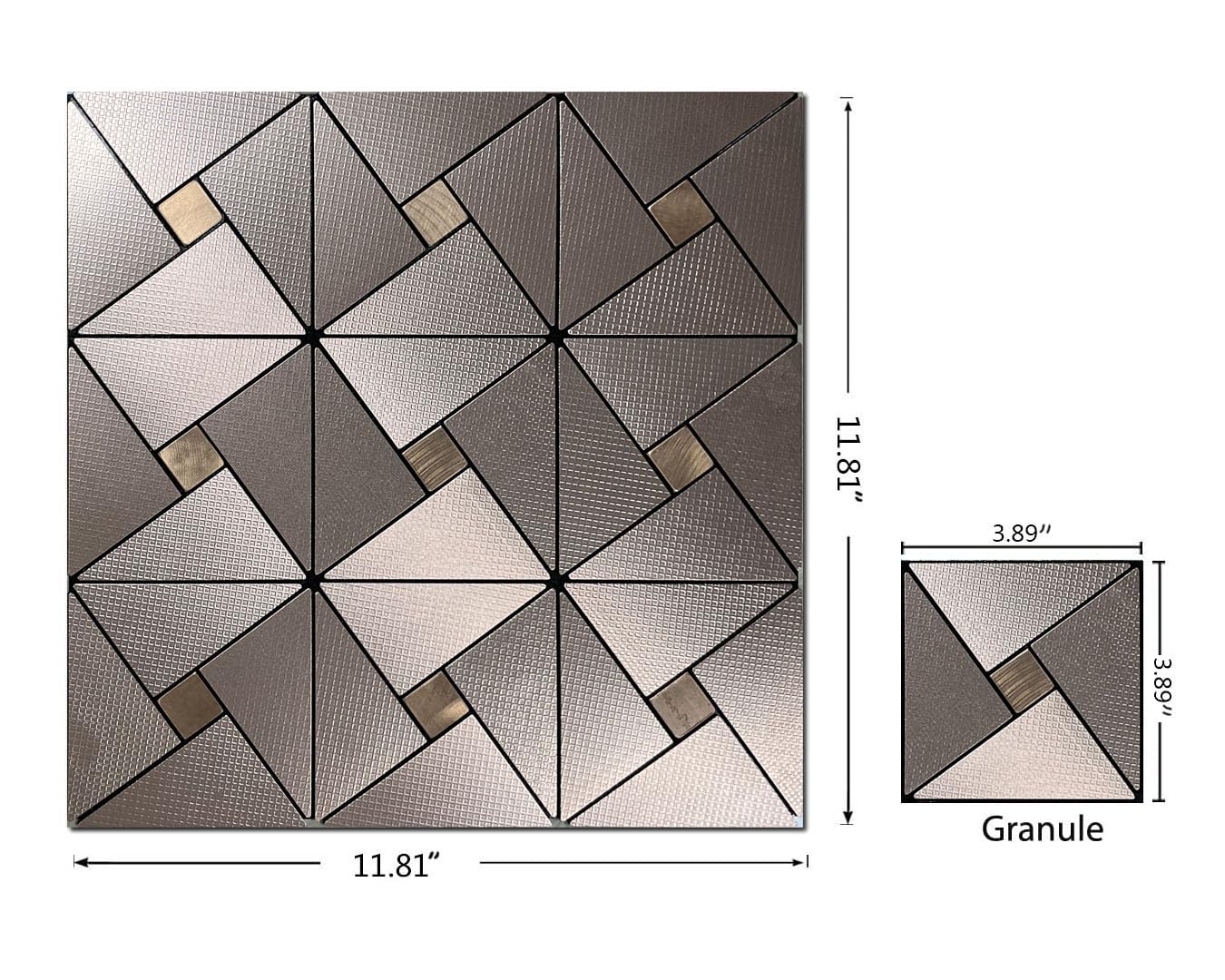 XUANINY Peel and Stick Backsplash Tile,Windmill Plus Glass Self-Adhesive Sticker Metal Aluminum Mosaic Tiles for Kitchen Decor ,Fireplace Bathroom, Bedroom, Laundry Room (Pink Relief, 10)