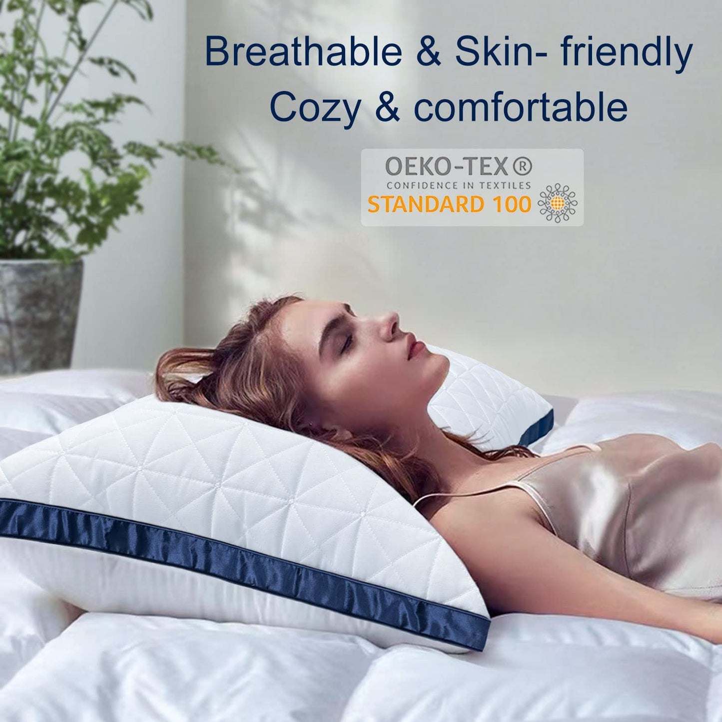 2 Pack Cooling Queen Size Pillows for Sleepers