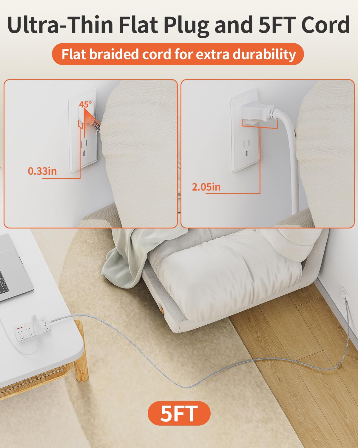 DEPOW 8 Outlet Surge Protector with USB Ports