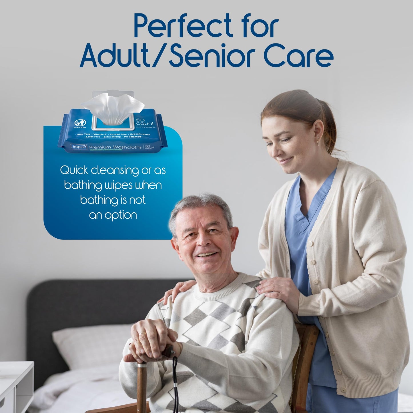 Inspire Adult Wet Wipes for Incontinence Care